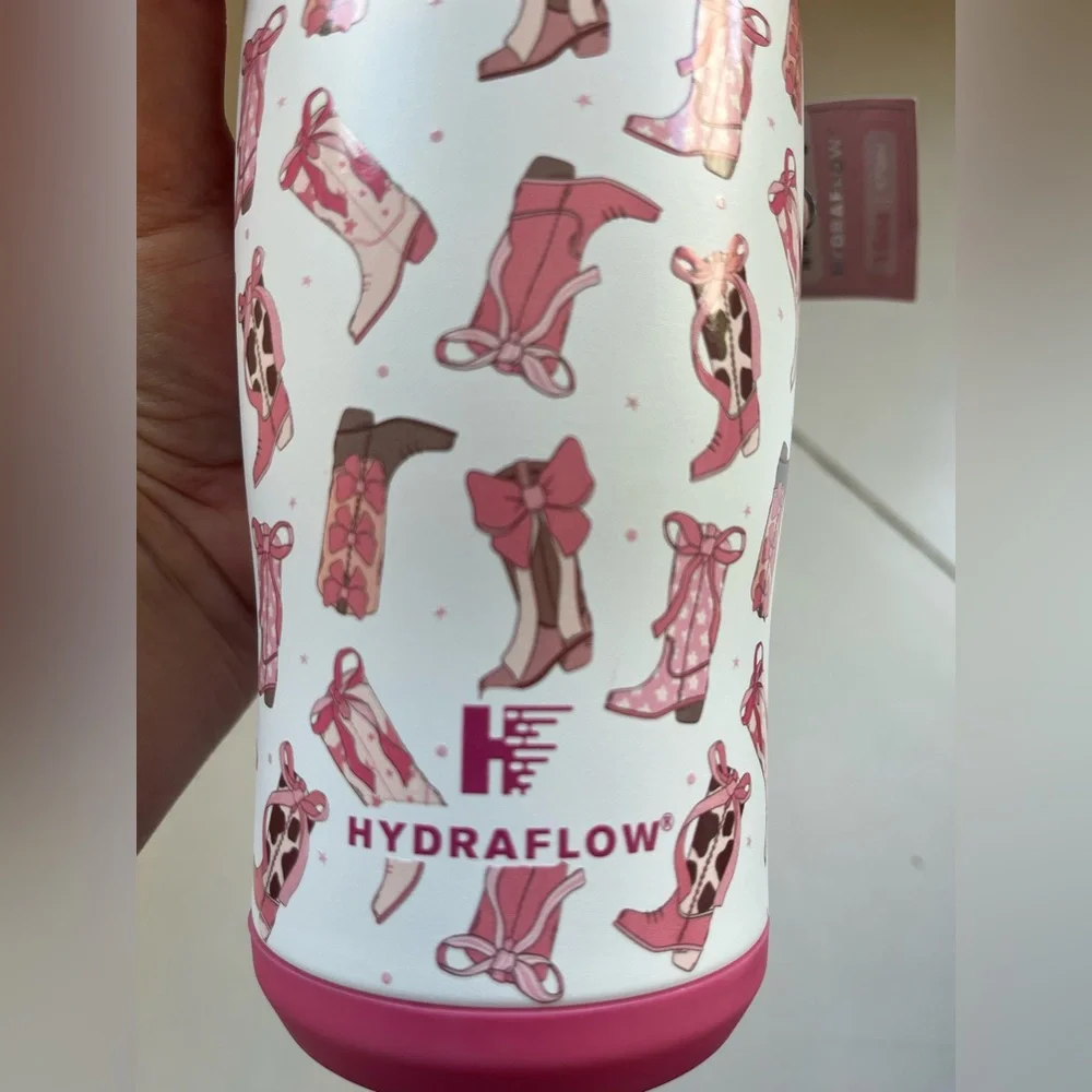 Pink Cowboy Boots and Bows Traveler Size Tumbler